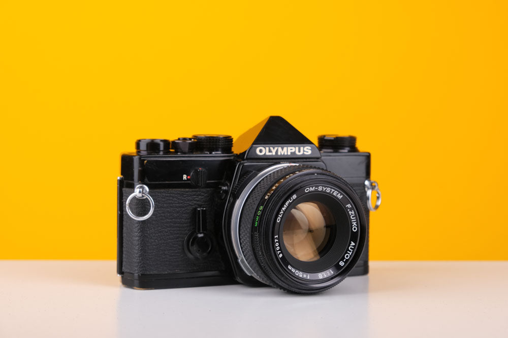 Olympus OM-1 MD Black 35mm Film Camera with Olympus 50mm f