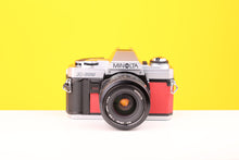 Load image into Gallery viewer, Minolta X-300 35mm Film Camera with Minolta MD 28mm f2.8 Lens in Red
