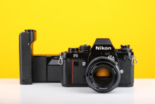 Load image into Gallery viewer, Nikon F3 35mm Film Camera with Nikon Nikkor 50mm f1.4 Lens with Nikon Motor Drive MD-4
