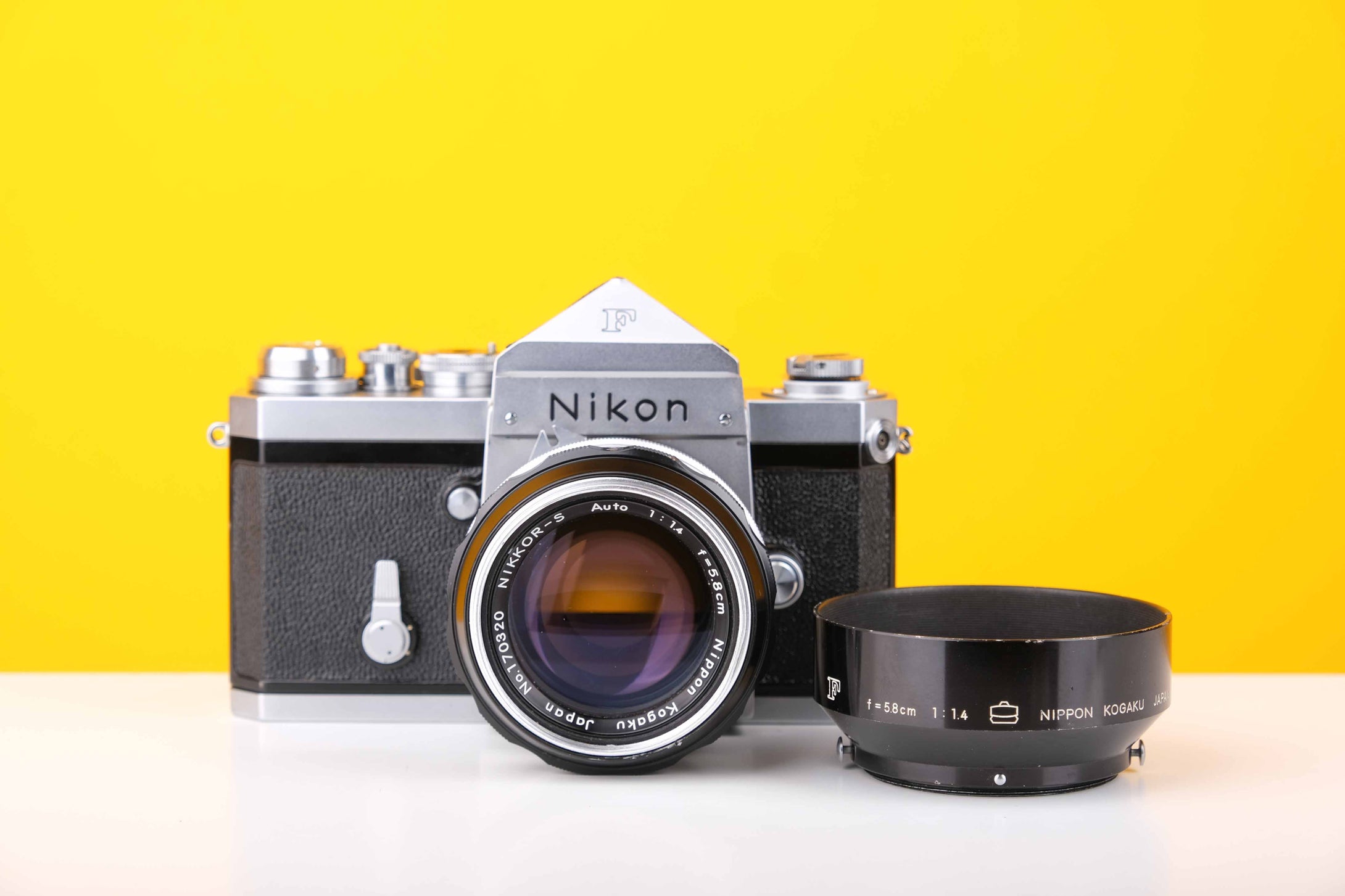 Nikon F 35mm SLR Film Camera with Nikkor-S Auto 58mm f1.4 Lens and Lens Hood