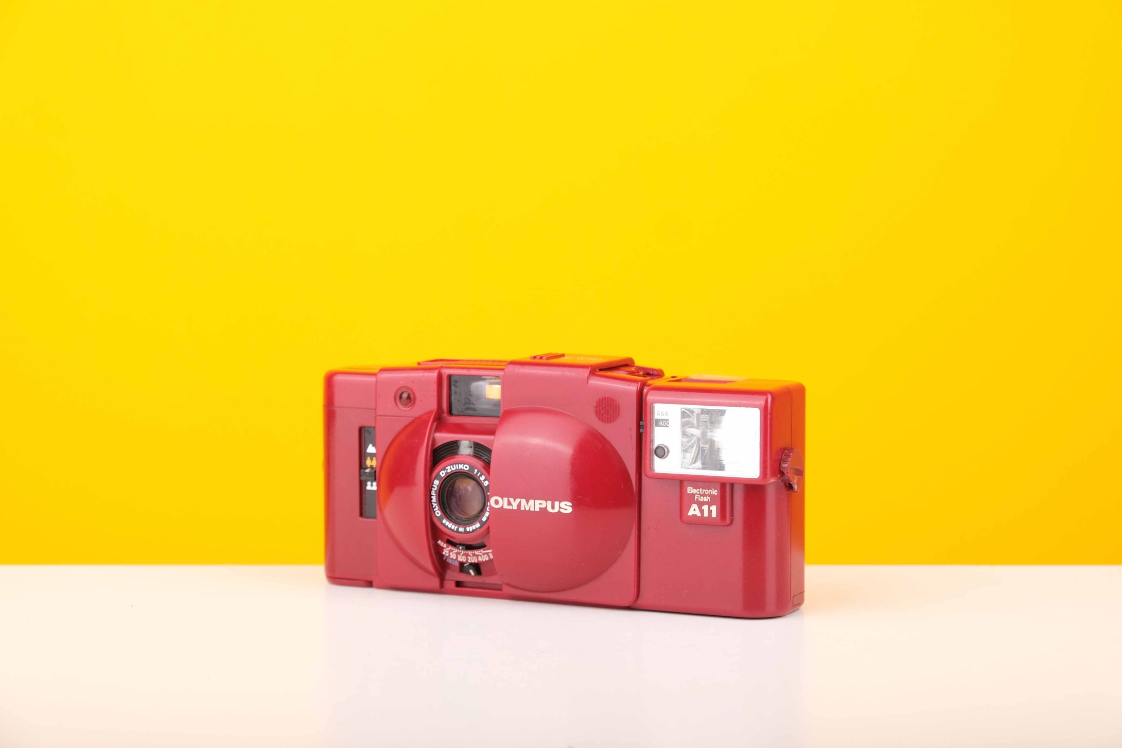 Olympus XA2 35mm Point and Shoot Film Camera with Electronic A11 Flash in Red