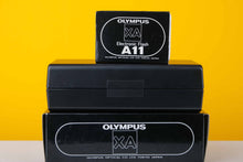 Load image into Gallery viewer, Olympus XA 35mm Rangefinder Film Camera with Olympus AX A11 Flash Boxed Set
