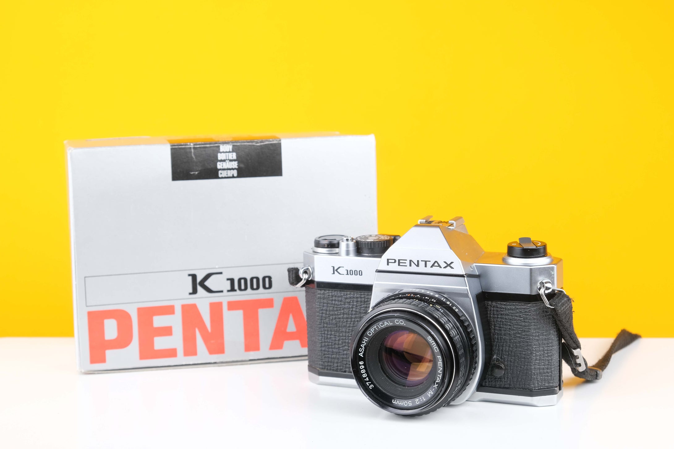 Pentax K1000 35mm Film Camera with SMC Pentax M 50mm f/2 Prime Lens Boxed