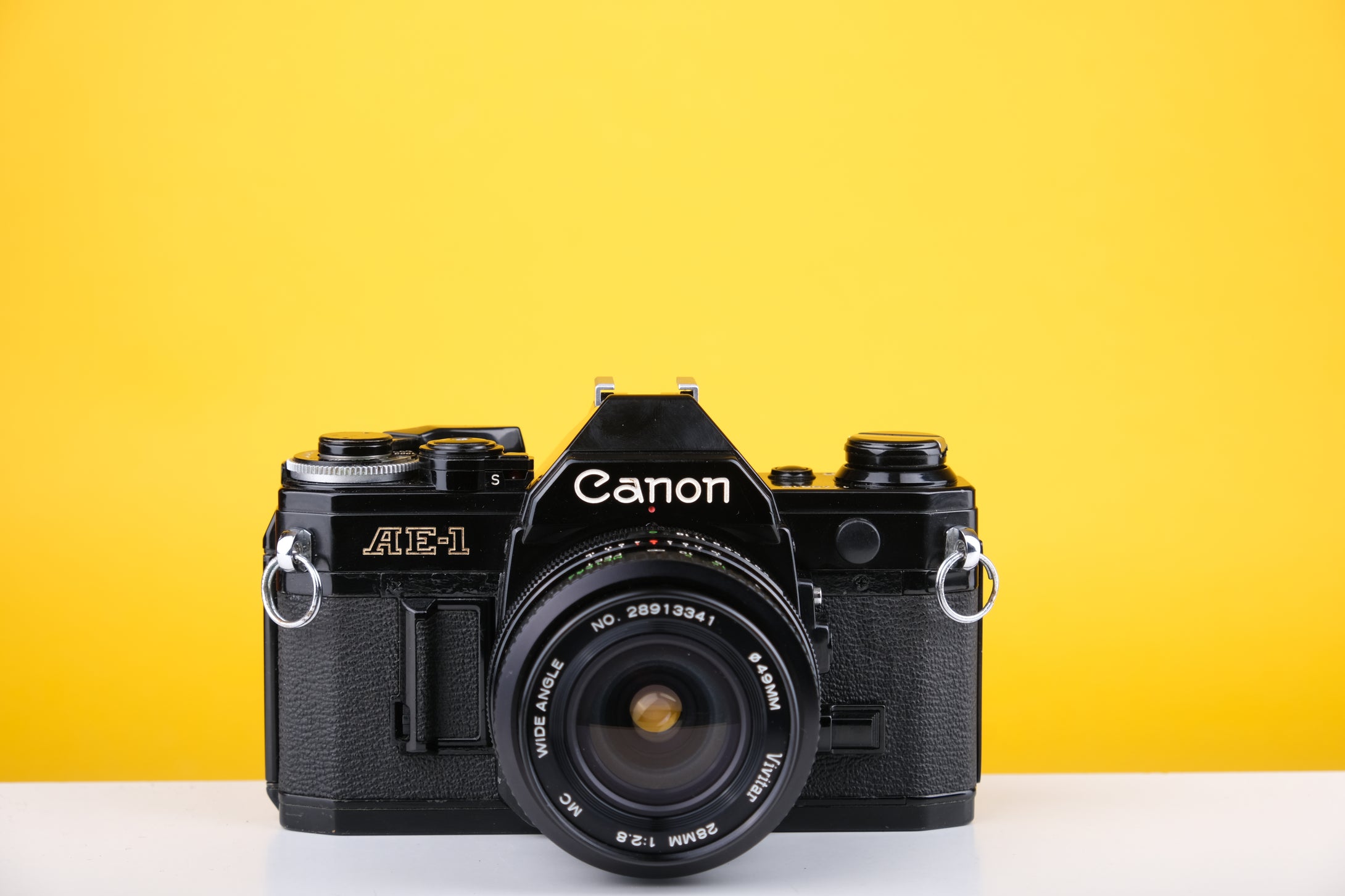 Canon AE-1 35mm SLR Film Camera with Vivitar 28mm f2.8 Lens